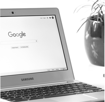 Laptop showing Google homepage